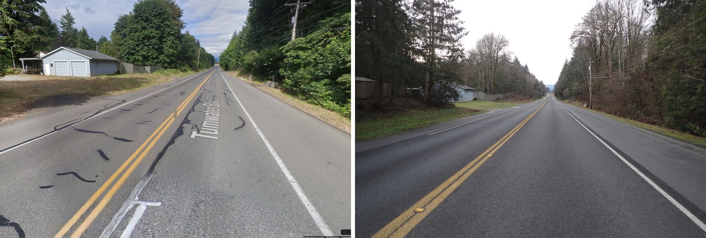 Before and after road in Tumwater